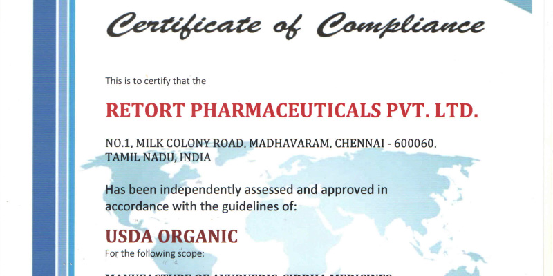 USDA Organic Certificate